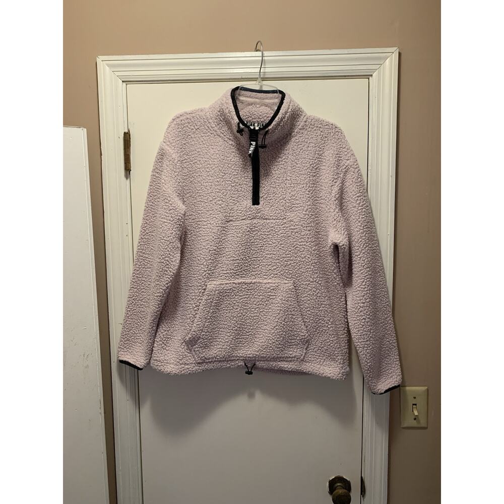 Victoria's Secret VS PINK Size M Sherpa Pink Fleece 1/4 Zip Pullover